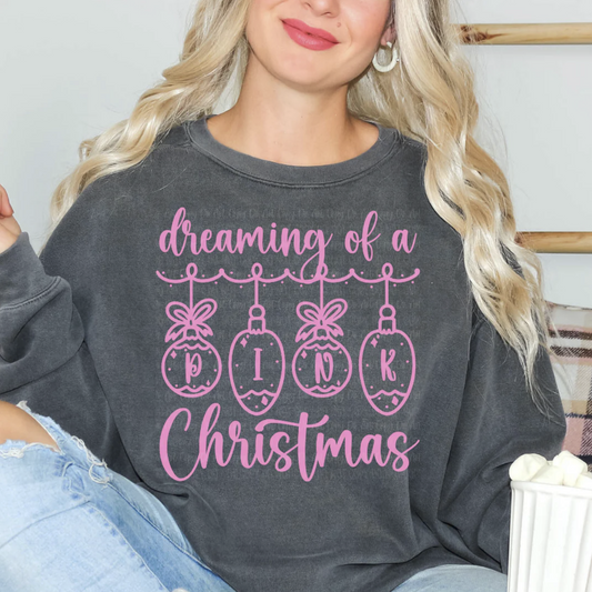 Dreaming of a Pink Christmas Graphic Tee – Cute Holiday Shirt - $15.00 Tee Line