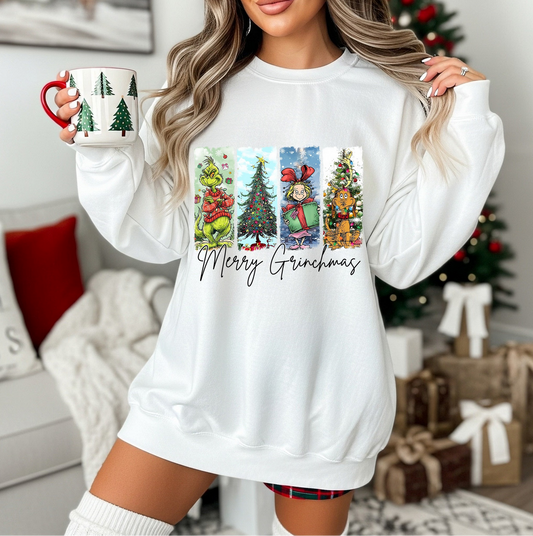 Merry Grinchmas Christmas Sweatshirt – Holiday Graphic Pullover with Grinch and festive design