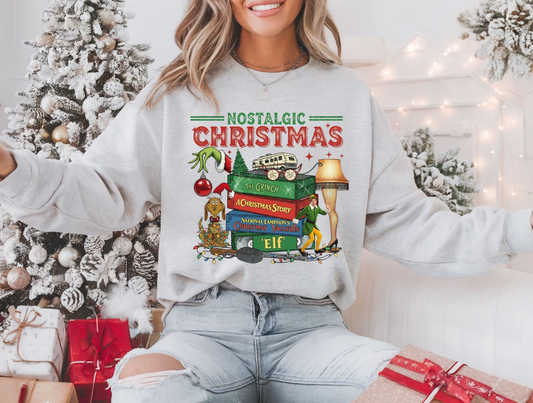 Nostalgic Christmas Movie Sweatshirt | Vintage Holiday Crewneck | Cozy Christmas Graphic Pullover | Classic Holiday Films