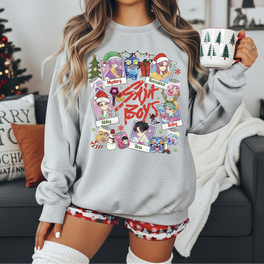 Soft Boys anime Christmas sweatshirt holiday crewneck
Funny anime inspired Christmas sweatshirt unisex fit
Soft Boys anime graphic Christmas sweater gray