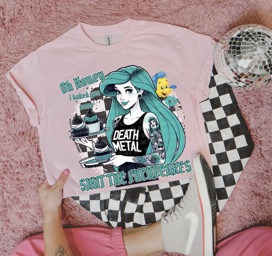 Funny Princess Parody Graphic Tee | Shut the F Up Cupcakes Death Metal Shirt