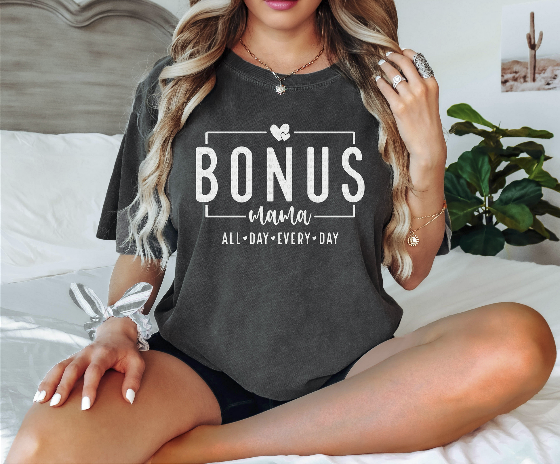 Charcoal gray graphic tee with “Bonus Nana – All Day, Every Day” text – $15 family t-shirt