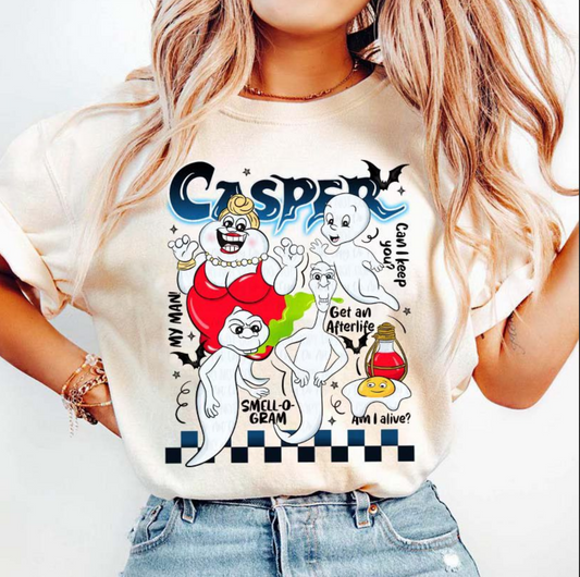 Casper retro graphic t-shirt – beige unisex tee with colorful cartoon ghost print

Vintage Casper and friends shirt – oversized beige tee for Halloween or casual wear

Casper friendly ghost t-shirt – fun retro cartoon design on cotton blend tee