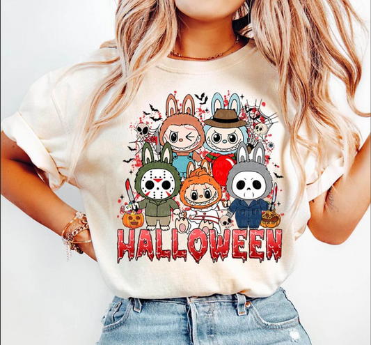 "Labubu inspired cartoon graphic tee in beige – cute spooky shirt"

"Trendy Labubu inspired character t-shirt for fans of pop culture fashion"