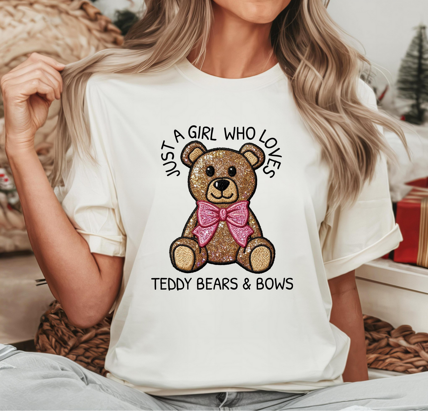 Cute teddy bear graphic tee with pink bow and playful lettering
Teddy bear shirt with bow design on soft unisex t-shirt
Aesthetic bear graphic tee styled for everyday wear
