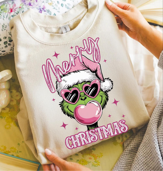 Merry Christmas Pink Grinch – Cute Holiday T-Shirt