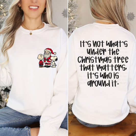 Christmas Quote Sweatshirt – Snoopy & Santa Holiday Crewneck