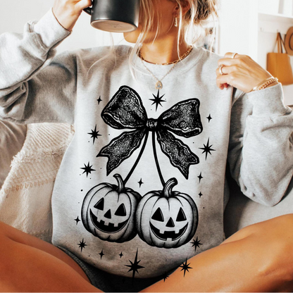 Pumpkin Bow T-Shirt – Spooky Black Jack O’ Lantern Gothic Graphic Tee - $15 Tee Line