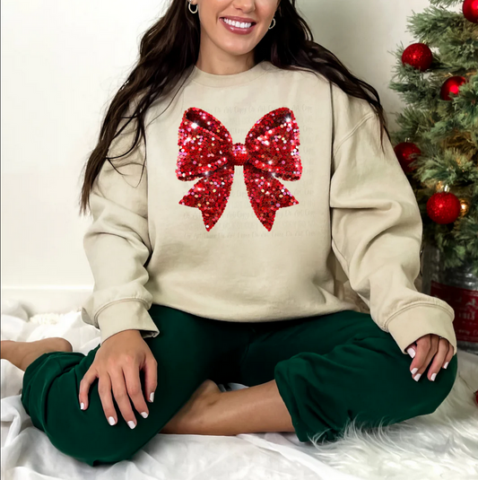 RED BOW GLITTER CHRISTMAS