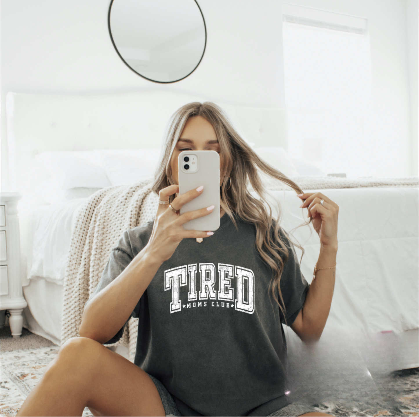 Tired Mom’s Club Graphic Tee – Funny Mom Life Shirt -$15 Tee Line