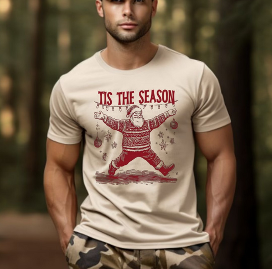 "Tis the Season Christmas t-shirt with Santa graphic"

"Funny holiday Santa tee with festive sweater design"

"Unisex Christmas shirt with Santa and ornaments"